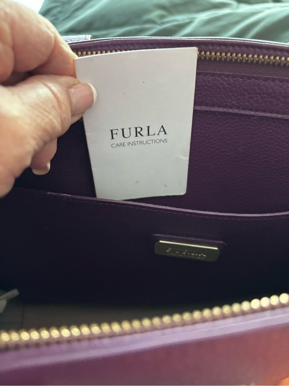 Furla Plum Leather Shoulder Bag with Gold Hardware